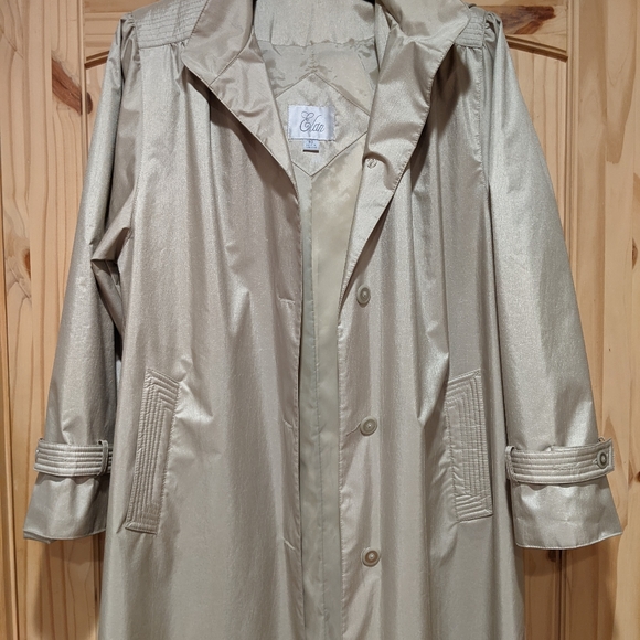 Women's Vintage 80's Elan hooded Trench Coat - champagne color - size 10 - Picture 4 of 15